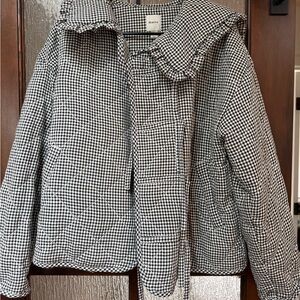 Anthropologie Black and White Gingham Puffer Jacket